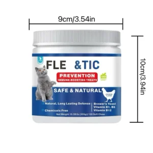 Cat Flea&Tick Control Chewables - Taurine Supplement for Cats-Skin & Coat Health Support- Suitable for All Breeds